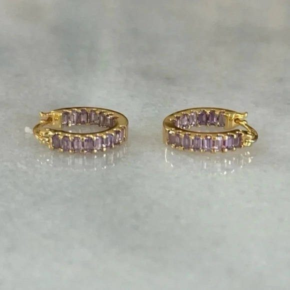 Modest Lu Jewelry - COPY - Gold Thick Purple Princess Crystal Hoop Earrings 

Brand New